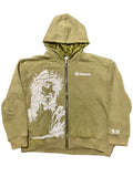 Oversized Acid Wash Jesus Piece Zip Up Jacket