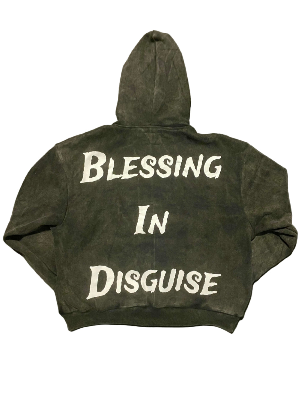 Oversized Acid Wash Jesus Piece Zip Up Jacket