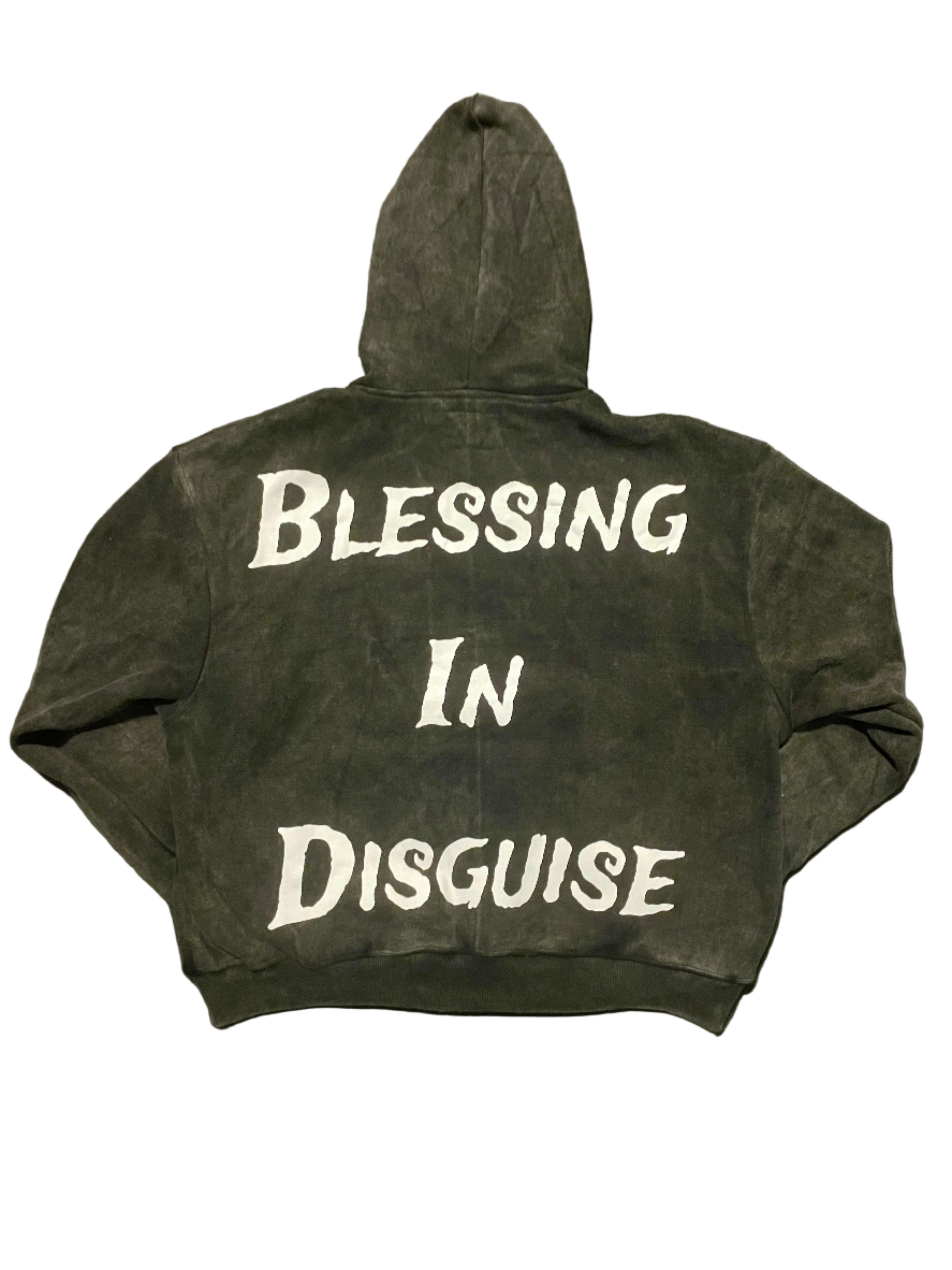 Oversized Acid Wash Jesus Piece Zip Up Jacket