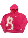 Oversized Acid Wash Jesus Piece Zip Up Jacket